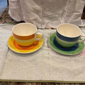 Hand Painted Vintage TRE CI soup bowls and saucers